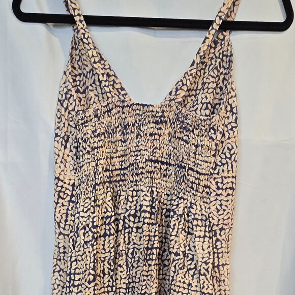 Passion Lilie Maxi Dress Blue/yellow/white Size Med 100% Cotton Pockets - Picture 4 of 11